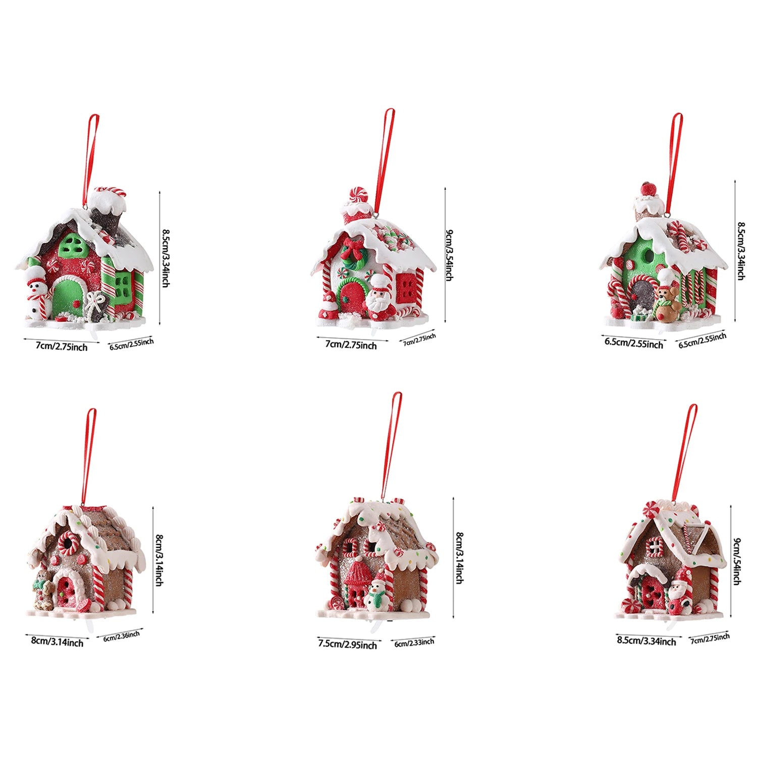 Christmas Theme LED Pendant Snowman Gingerbread Santa Claus Light House Soft Pottery Hanging Tree Home New Year Party Decoration