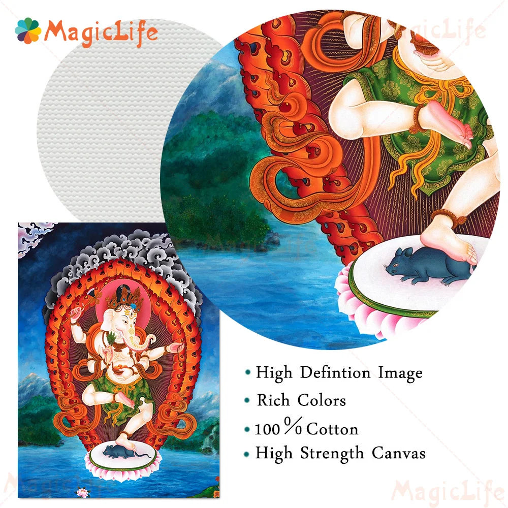 Indian Religion Ganesha Hindu Mythology God Posters Wall Pictures For Living Room Poster Wall Art Canvas Painting Unframed