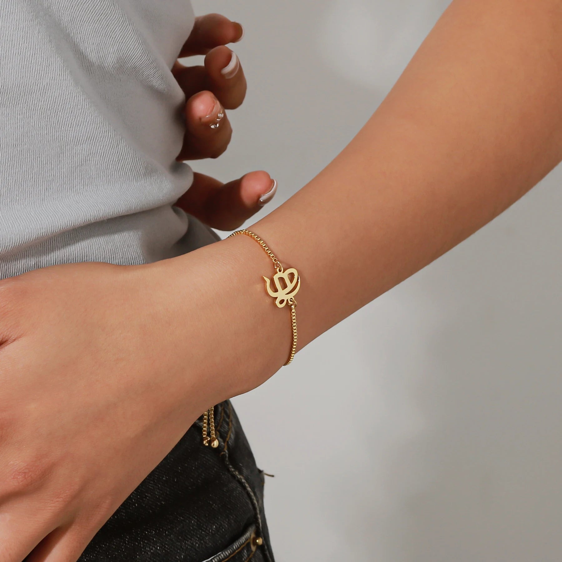 Punjabi Sikh Gold Box Bracelet Gift 18K Stainless Steel Bracelet Believer Faith Master Unique Symbol Religious Jewelry  Souvenir