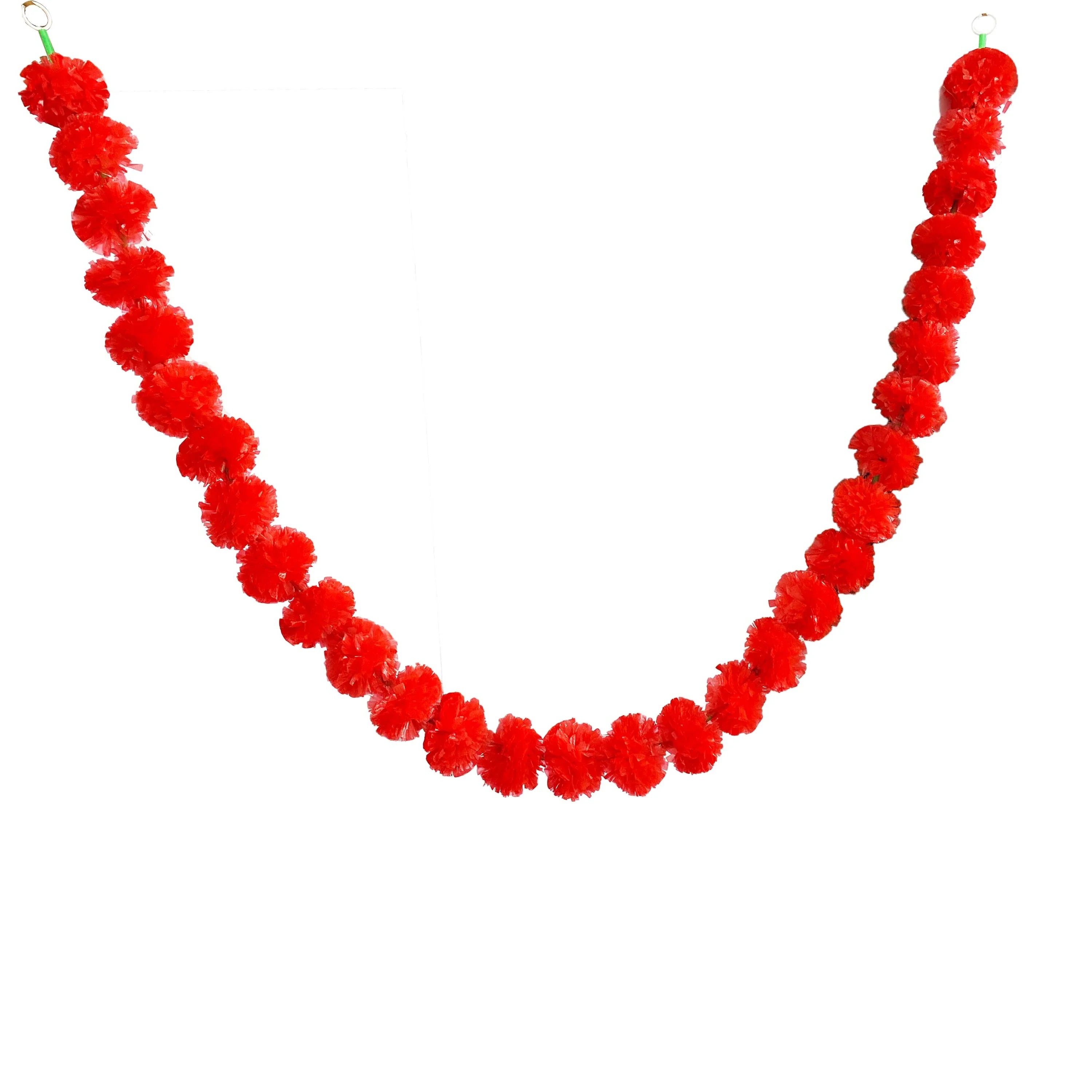 2 Pcs Marigold Flower Garland with бо Flowers for Diwali Mexican Dia de los Muertos DIY Wreath Day of The Dead Decor Party