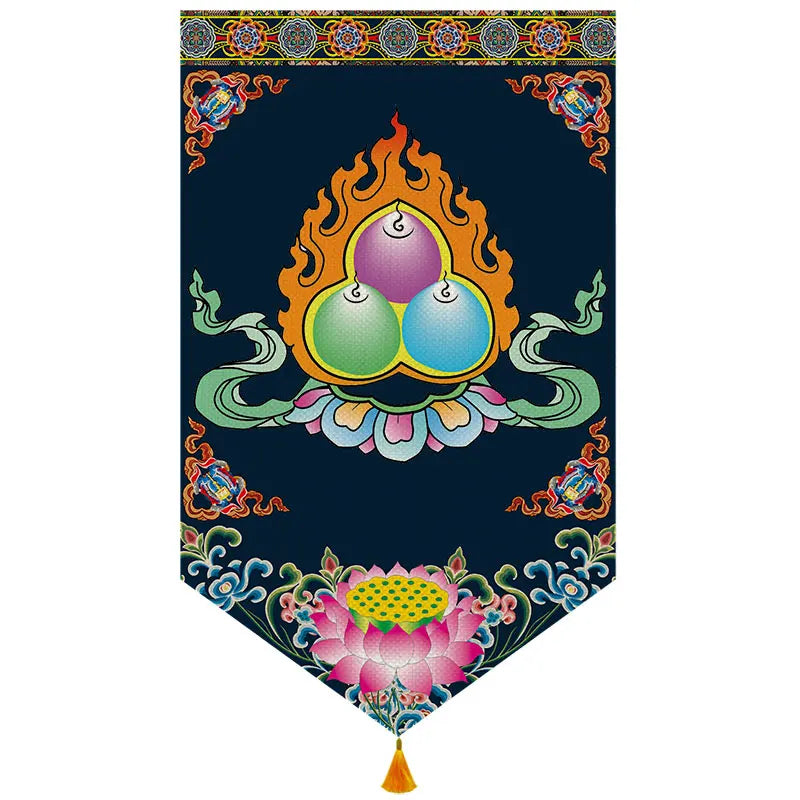 Wholesale Buddhist supplies # HOME Temple altar Wall decor Auspicious blessing Kalachakra Hanging decoration painting Ornament