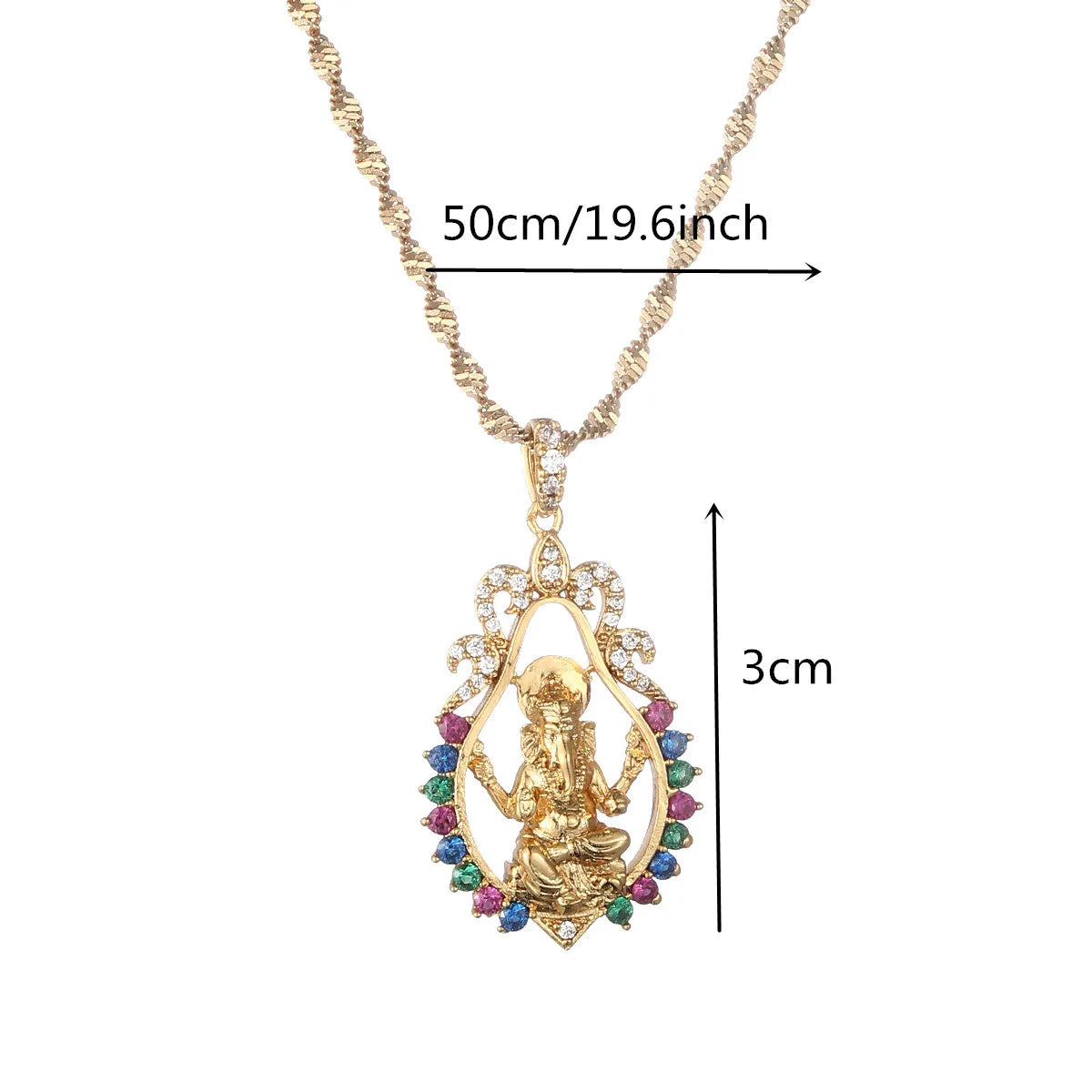 Hinduism Indian Religious Ganesha Pendant Necklaces for Women Girls Cubic Zirconia Elephant