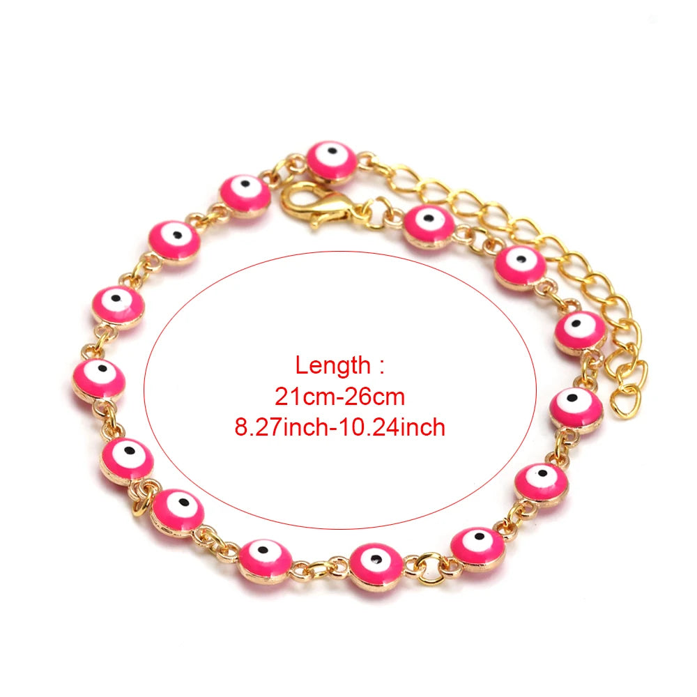EVIL EYE Adjustable Alloy Foot Chain Women Anklet Drop Oil Turkish Evil Eye Anklet tobilleras mujer תכשיטים chaine de cheville