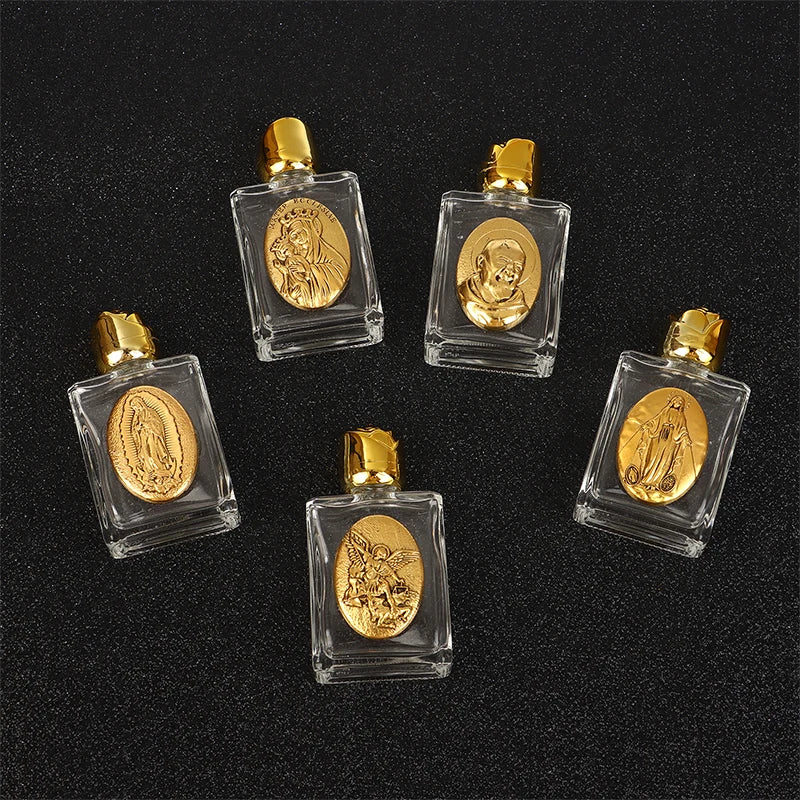 11 Types Of Glass Holy Water Jesus Bottle Religious Cross Bottle Christian Virgin Sculpture Bottle Refillable Holy Water Bottle