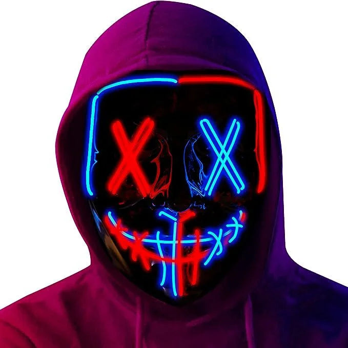 Wireless Scary Glowing Mask LED Halloween Horror Neon Light Carnival Party Mask Glow in The Dark Cosplay Costume Supply