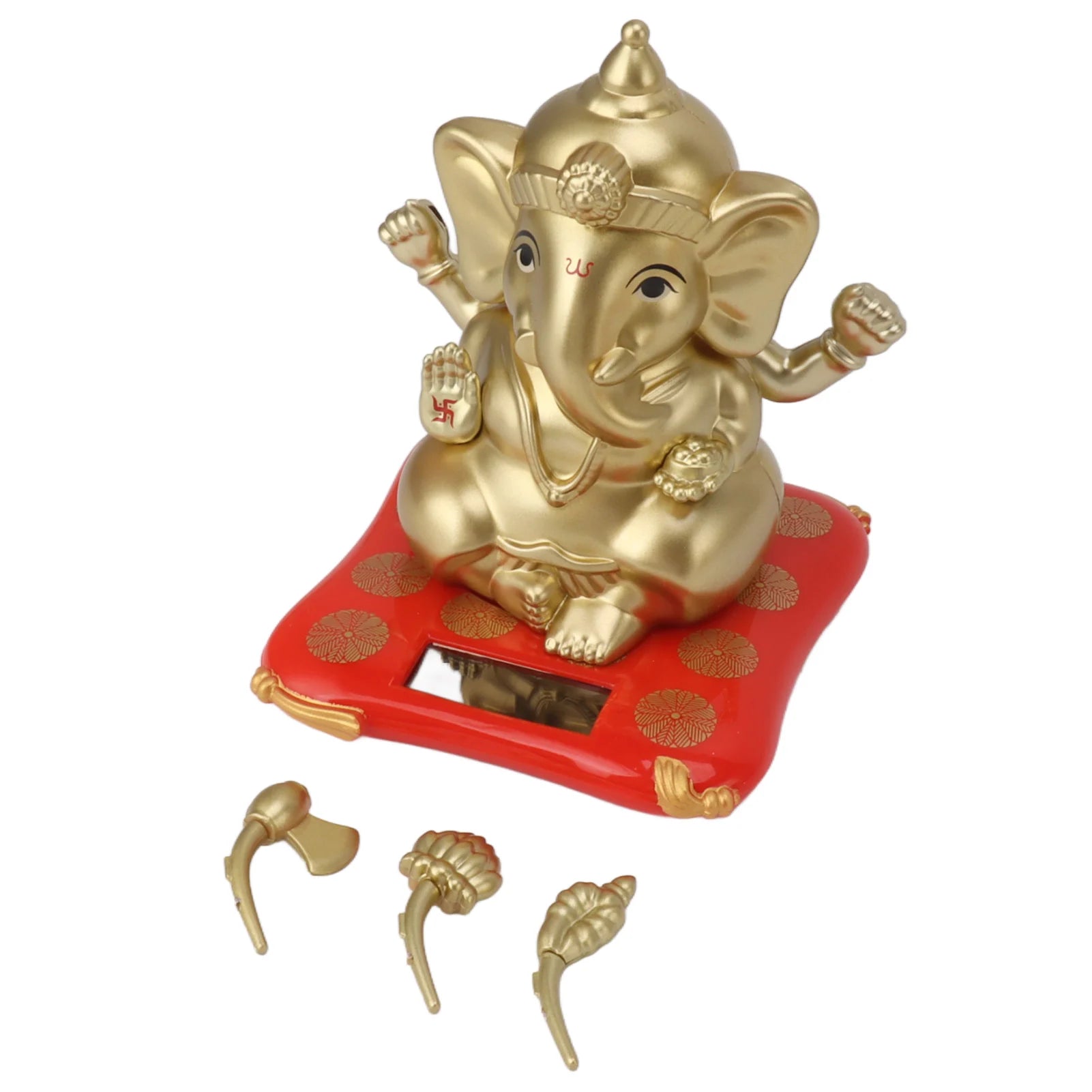 Ganesha Elephant God Statue ABS Solar Powered Indian Ganesha Figurine Ornament for Car Dashboard Home Decor Crafts