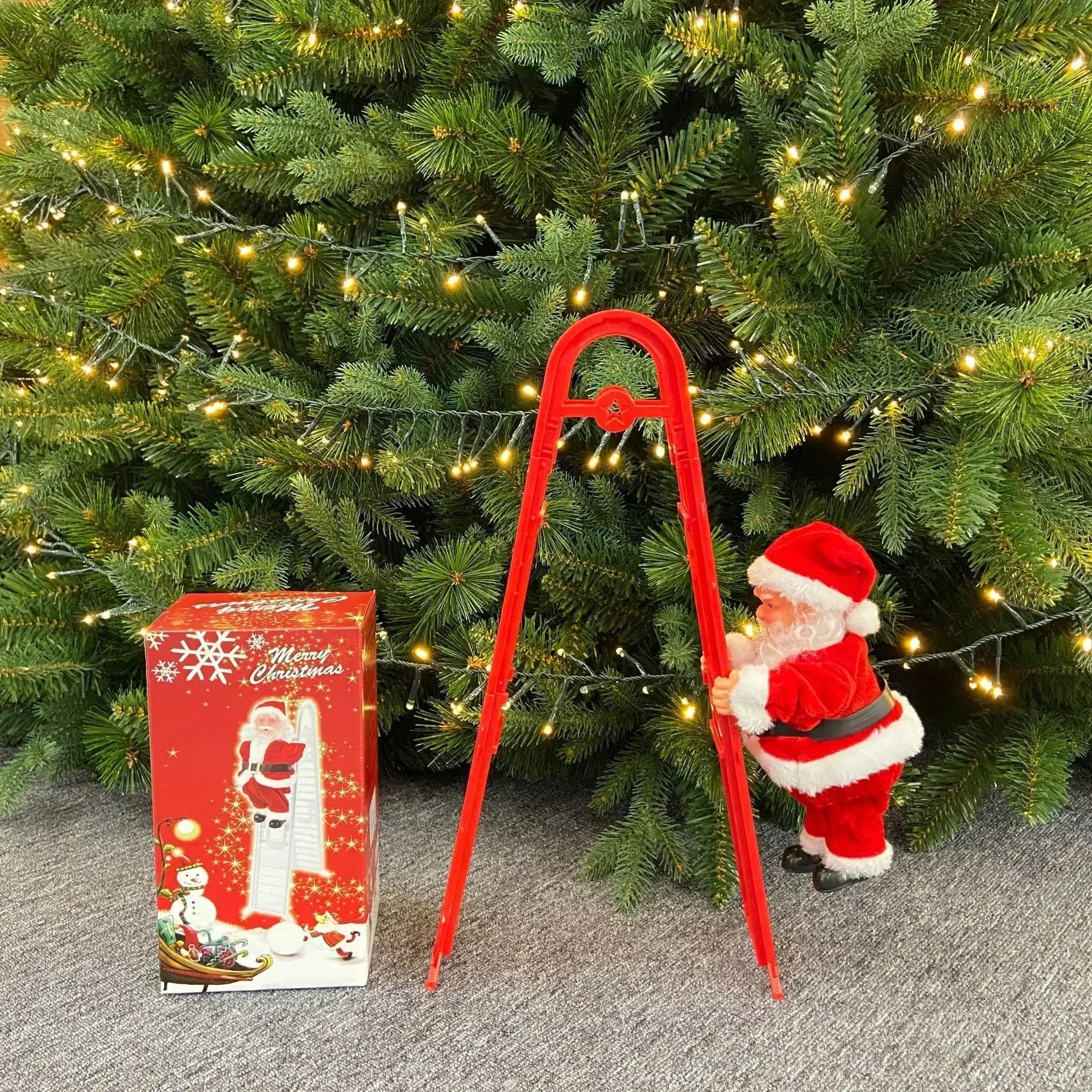 Christmas Decoration Electric Ladder Santa Claus Climbing Beads Santa Claus Children's Gift Mall Christmas Tree Decoration