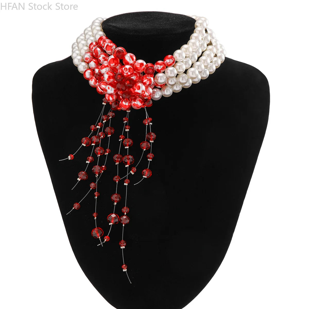 Necklace Dripping Blood Imitation Pearls Womens Necklace Halloween Choker Gothic Style Pearls Creative Tassel Choker Necklace