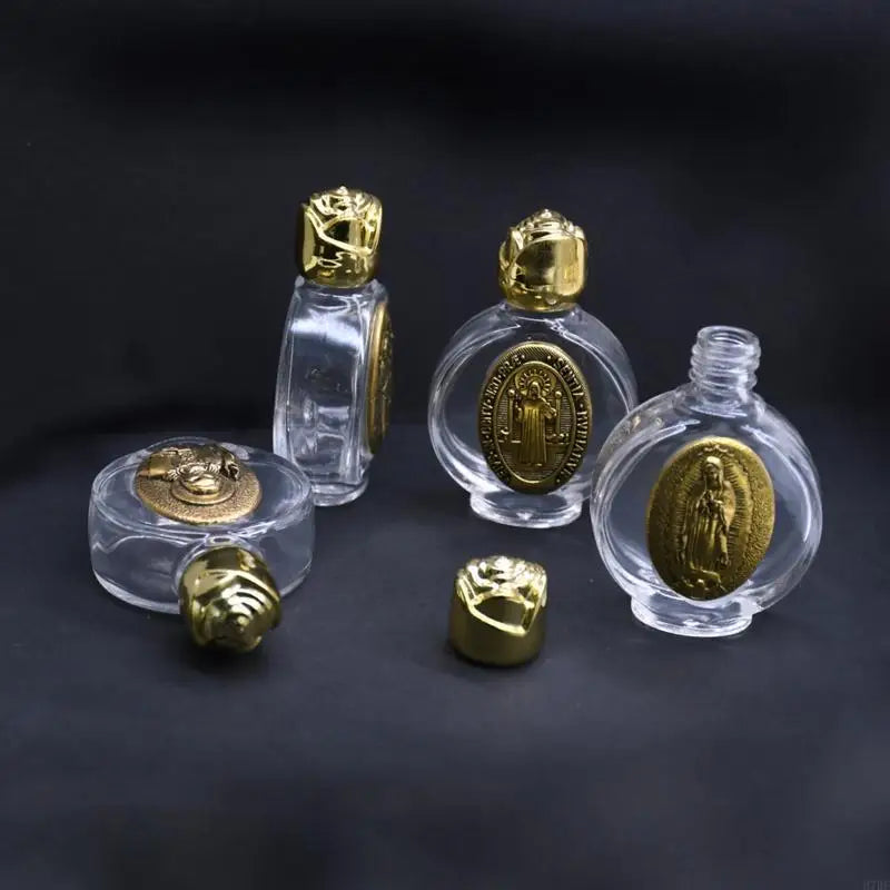 Empty Holy Water Bottle with Lid Clear Glass Praying Supplies for Home Church Christian Baptism Religious Gift Accesso