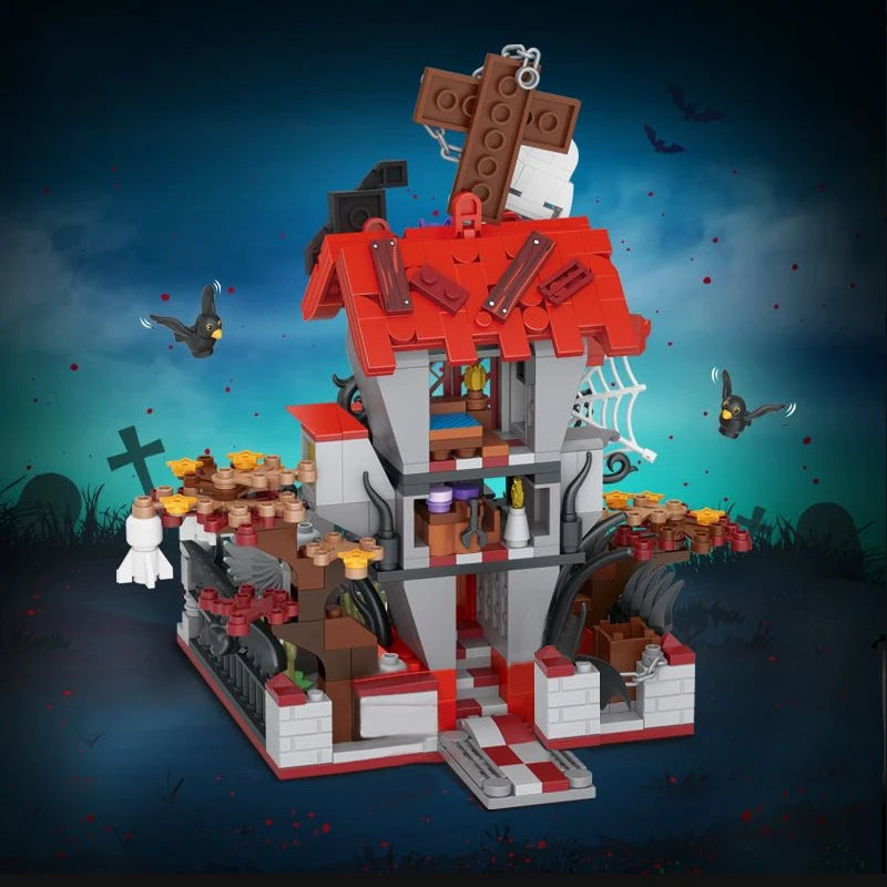 Halloween Toys Building Blocks Assembly Pumpkin House Ghost House Witch Science Monster Friend Party Decor Model Kids Gifts