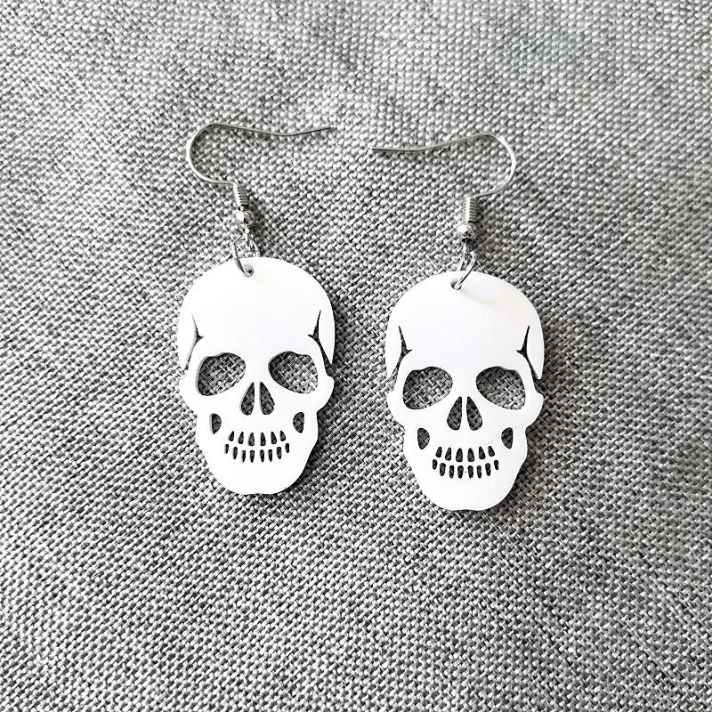 2024 New Skeleton Pumpkins Halloween Earrings Women Hallowmas Costume Cosplay Skull Heart Axe Black Bat Acrylic Drop Earring