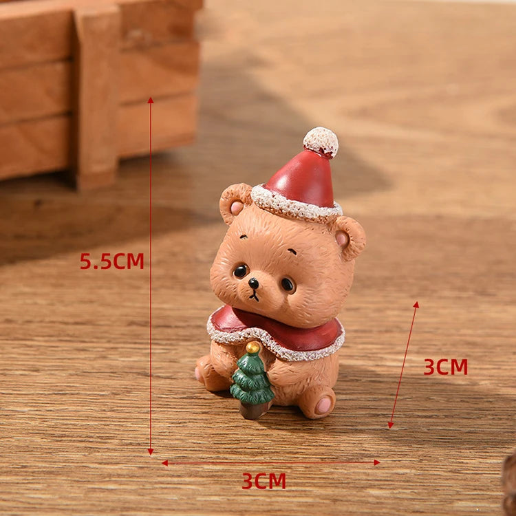 Christmas Resin Family Small Animal Ornaments Creative Home Decoration Mini Christmas Tree Old Man Christmas Gift
