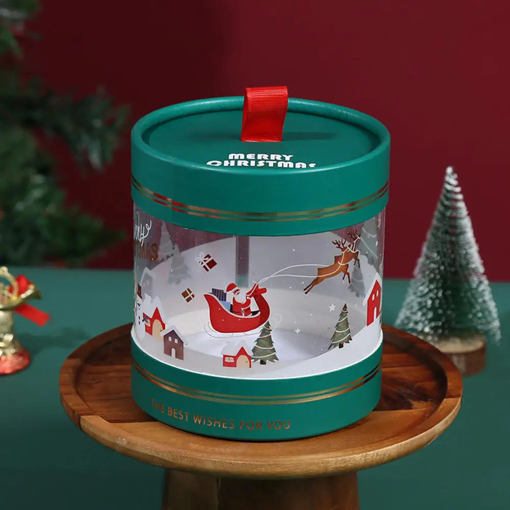 Christmas Gift Packaging Box Festive Dessert Party Decoration Treats Cake Hug Bucket Plastic Transparent Storage Case Home