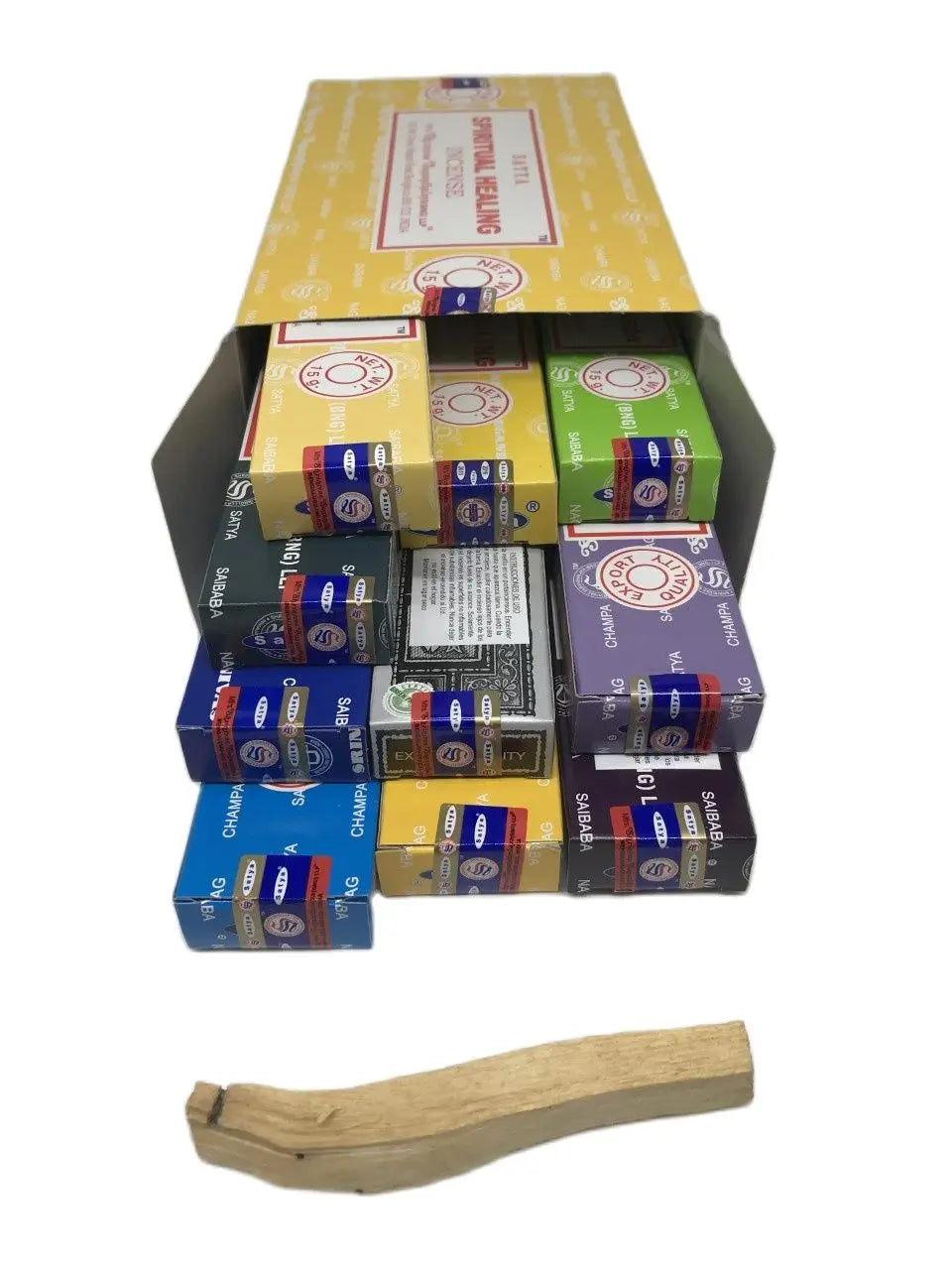Satya Assorted Incense Various Fragrances + Palo Santo and Meditation Gift Burner Tablet + Nag Champa+ Agarbatti Goloka Handmade Natural Therapies + Vanilla + Sandalwood Are Served 10 Different Boxes
