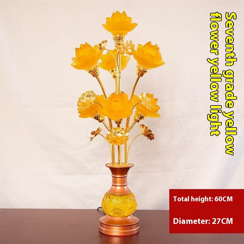 Buddha Worship In Buddhist Hall Colored Glaze LED Lotus Lantern