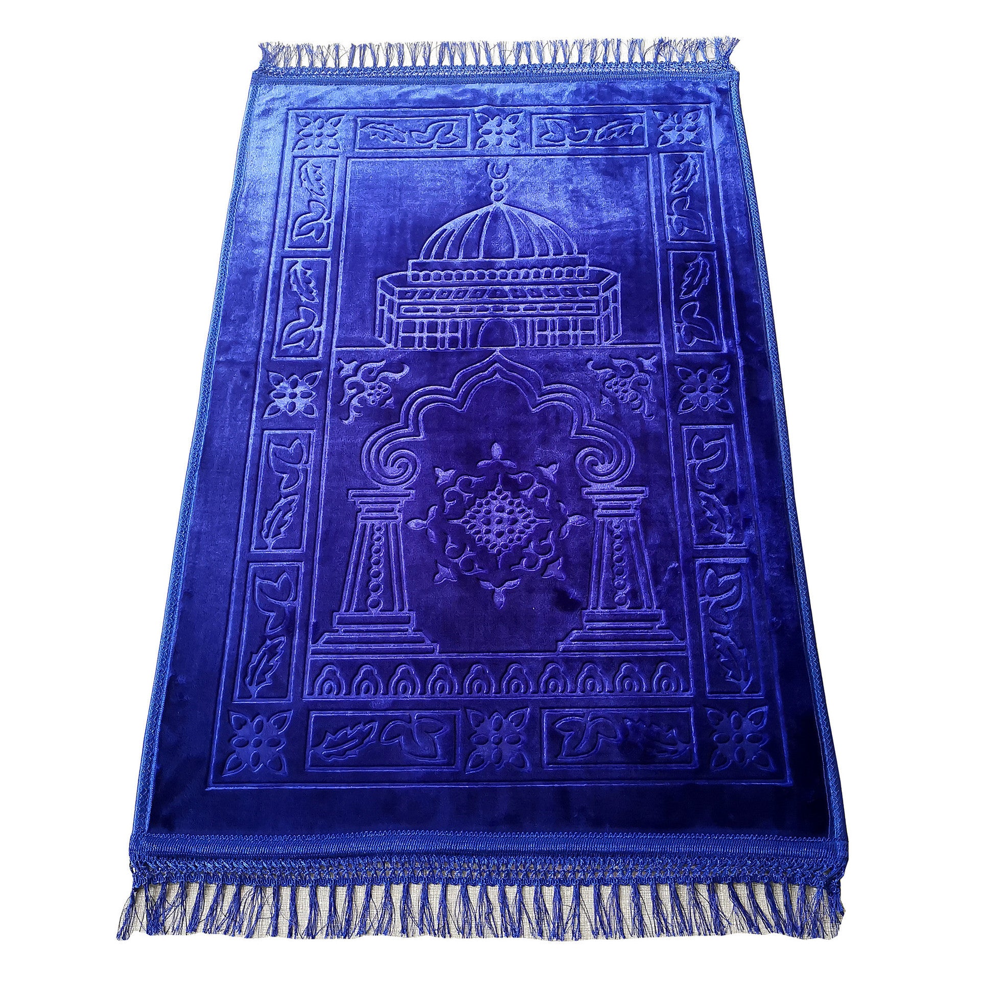 Raschel Embossed Prayer Mat With Tassel Prayer Mat Solid Color