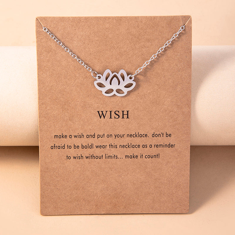 Zen Buddhist Lotus Stainless Steel Pendant Necklaces For Women Men