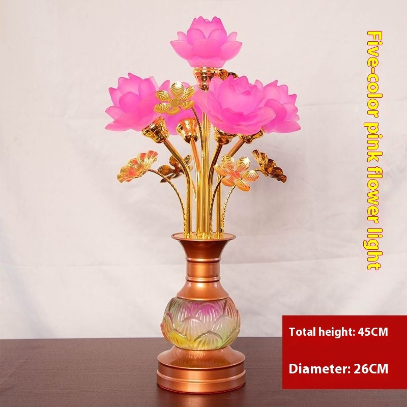 Buddha Worship In Buddhist Hall Colored Glaze LED Lotus Lantern