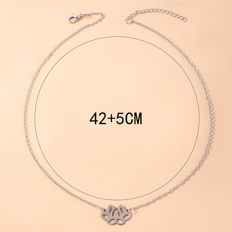 Zen Buddhist Lotus Stainless Steel Pendant Necklaces For Women Men