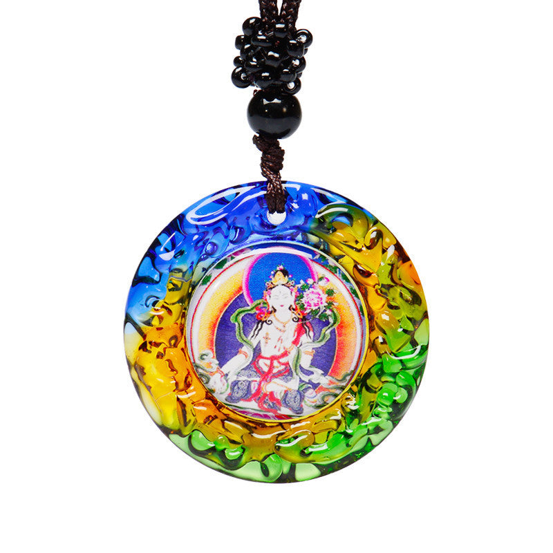 Green Tara Pendant Sanskrit Buddhist Great Compassion Mantra Six-character Mantra