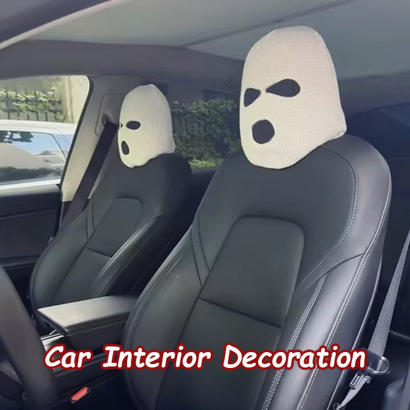 3 Hole Balaclava Full Cover Car Seat Headrest Universal Halloween Christmas Funny Car Decoration