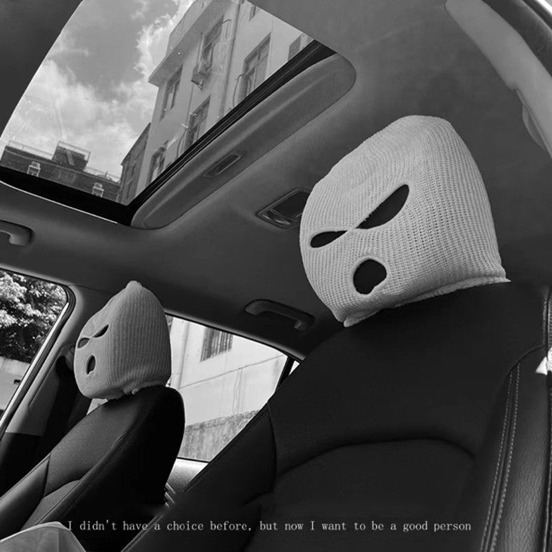 3 Hole Balaclava Full Cover Car Seat Headrest Universal Halloween Christmas Funny Car Decoration