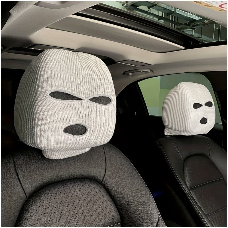 3 Hole Balaclava Full Cover Car Seat Headrest Universal Halloween Christmas Funny Car Decoration